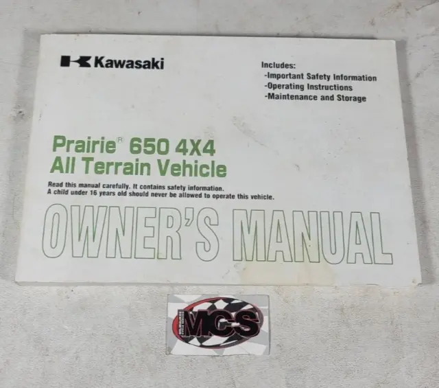 KAWASAKI Prairie 650 (KVF 650 A/ B) OEM Owners manual booklet *99987-1115*