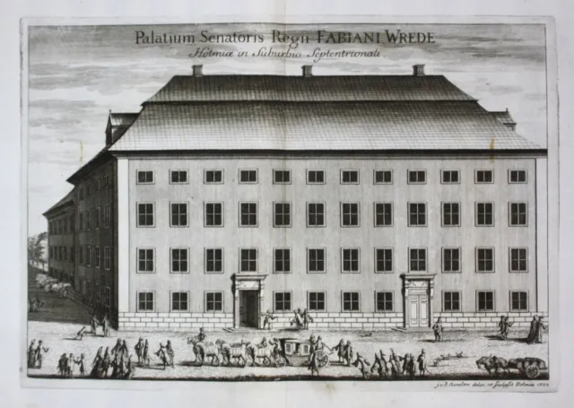 1710 - Stoccolma Wredeska Palatset Sweden Incisione Dahlberg Engraving