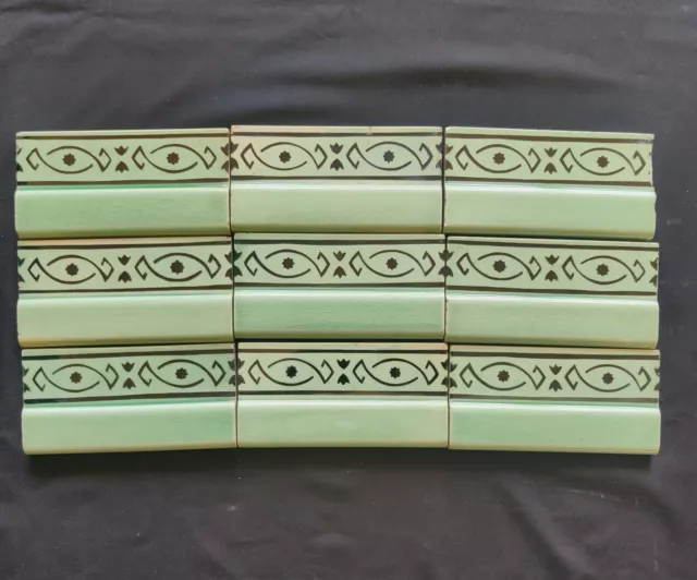 1940s Vintage Architecture Furniture Tiles 9 Pcs Majolica Art Nouveau Japan 3