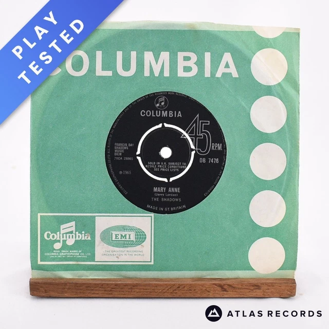 The Shadows - Mary Anne - 7" Vinyl Record - VG+/VG+