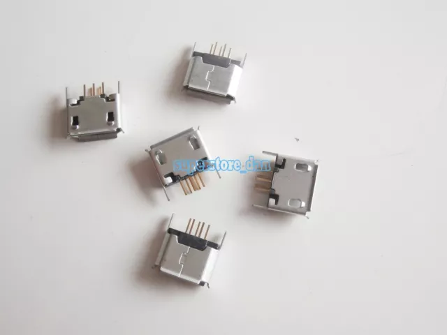 10X Micro USB Type AB Female 5 Pin Socket 4 180° Leg SMT SMD Soldering Connector