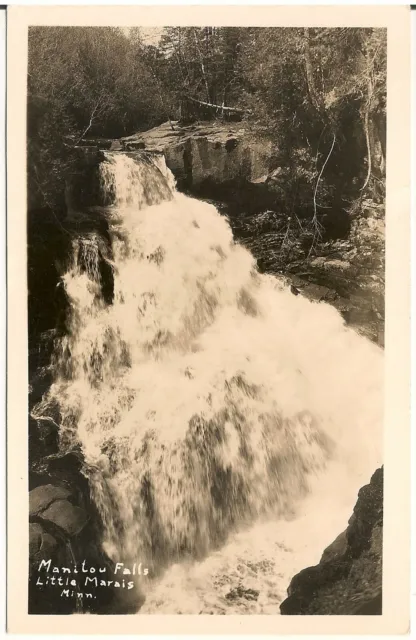 Manitou Falls at Little Marais MN RP Postcard