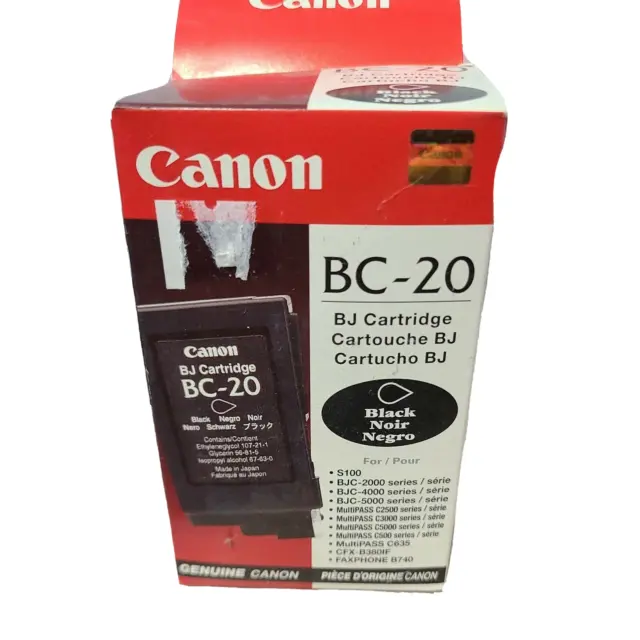 NEW Sealed Canon BC-20 Black Inkjet Bubblejet Printer Ink Cartridge