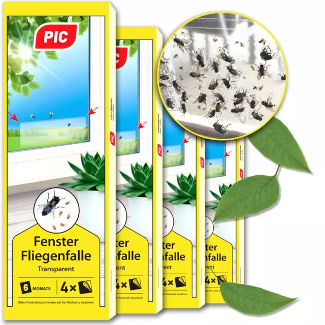 PIC Fliegenfalle Mückenschutz Insektenschutz Set 16x geruchlose Fensterstreifen