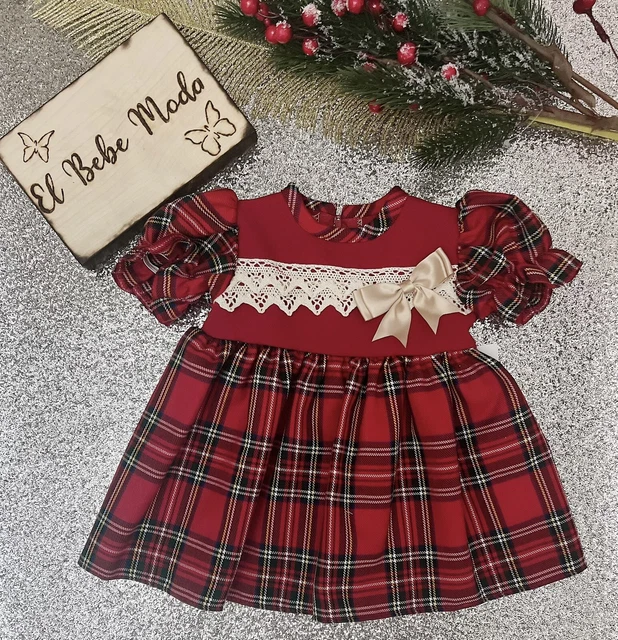 Abito tartan rosso per bambine Natale bambine abiti da festa neonato 3-6 mesi