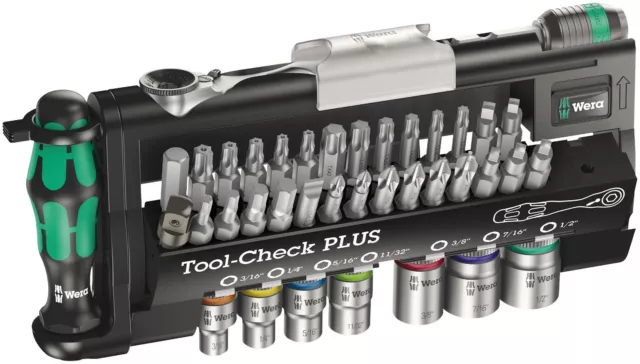 WERA 056491 Tool Check Plus 1/4" Ratchet,Screwdriver Bits & IMPERIAL Socket Set