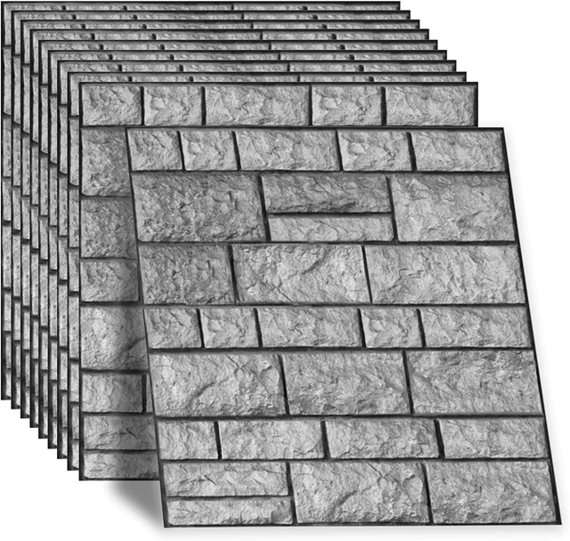 Carta Da Parati Adesiva 3D Muro, 10 Pezzi 30X30Cm Mattoncini Adesivi Da Parete