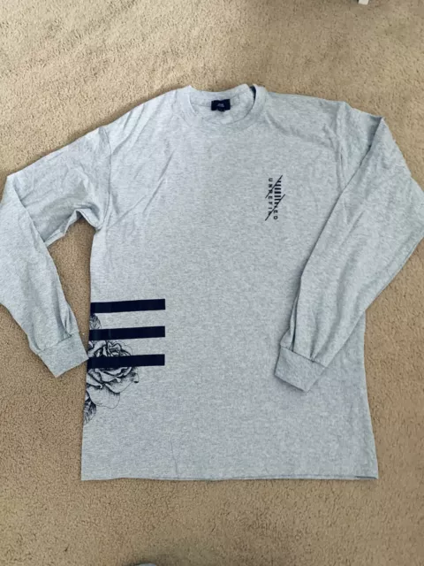 MENS River Island grey Sweatshirt ‘unrefined’ Floral Stripe Logo. BNWOT Medium!