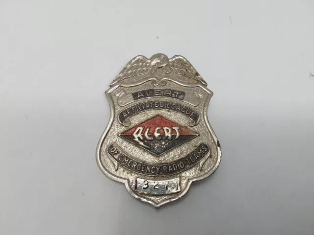 Obsolete Vintage Alert Affiliated League Of Emergency Radio Teams Badge Metal