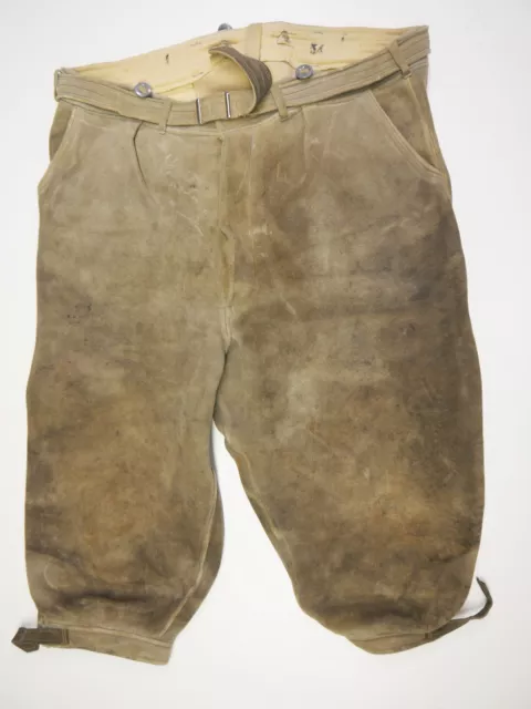 70/80er Vintage dicke weiche Lederhose Elch-Hirschleder Kniebund grau Gr.27 / 54