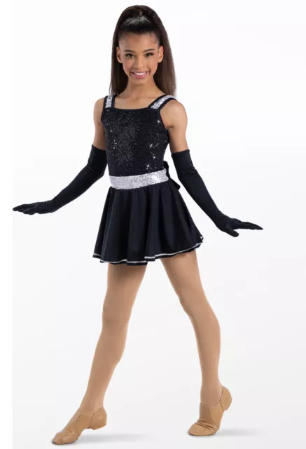 Dance  Costume Weissman 14156 Black Medium Adult Jazz Sequin Tap Lycra Latin Mus