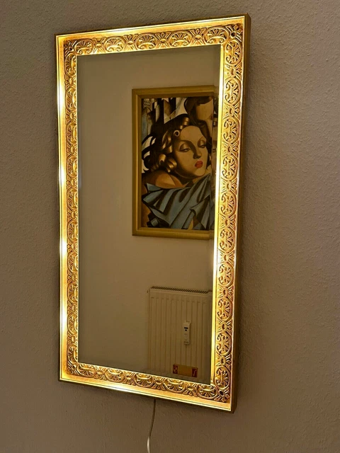 Specchio da parete design Schöninger specchio da parete cristallo foglia oro illuminato anni 70 decorazione Specchio da parete design Schöninger specchio da parete cristallo foglia oro illuminato anni 70 decorazione