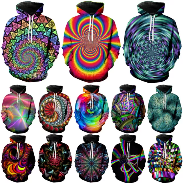 Funny Colorful Hypnotic Print 3D Hoodies Women Men Casual Pullover Sweatshirt