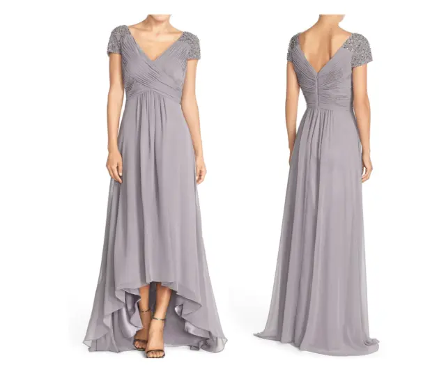 ELIZA J   CHIC  EMBELLISHED PLEATED CHIFFON GOWN EVENING DRESS  Sz 4  NWT  $ 218