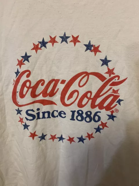 Vintage 90s Hanes Coca Cola Mens Sz XL White T Shirt Stars RARE Since 1886