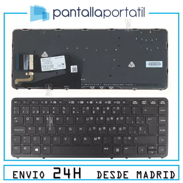 Teclado español para HP EliteBook 840 G1, 850 G2 Negro retroiluminado