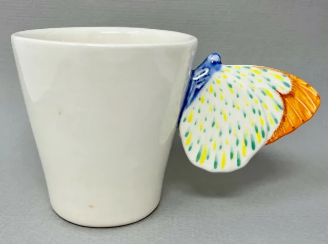 Ceramic Mug with Butterfly Handle, Coffee/Tea Cup, Hand Painted, 3D