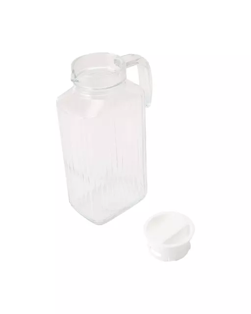 1.7L Glass Pitcher Jug with Lid Water Juice Drinks Serving Fridge Container