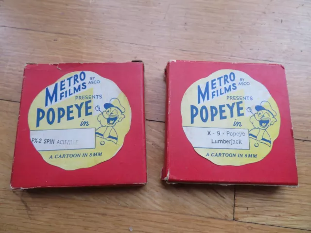 Juego vintage de 2 películas de Metro de Asco presenta dibujos animados de Popeye A en 8 mm