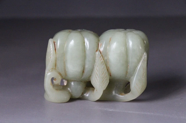 Chinese Antique Qing Dynasty Hand Carved Hetian Jade Figurines & Statues