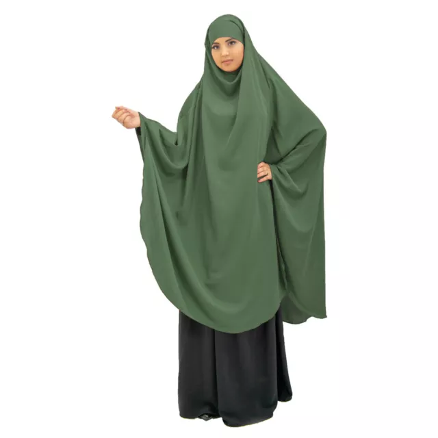 Muslim Ramadan Womens Khimar Hijab Overhead Long Headscarf Burqa Robe Tops 3