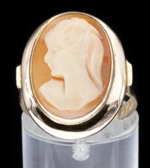 333/8kt Oro Giallo Anello Cameo, Gr.56, Antico