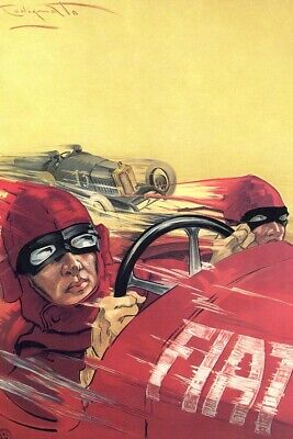 Poster Manifesto Locandina Pubblicitaria Stampa Vintage Automobili Fiat  Torino