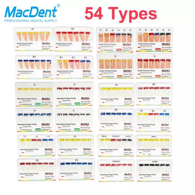 1 Pack MacDent Dental Endodontics Gutta Percha Endo Absorbent Paper Points Tips