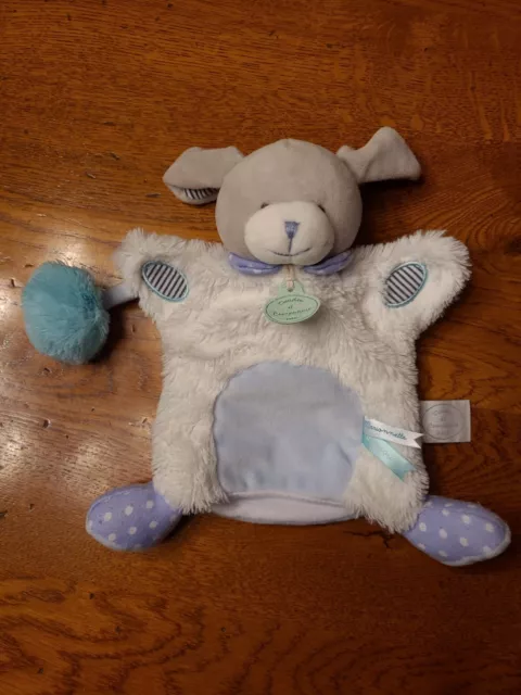 DOUDOU ET COMPAGNIE marionnette chien lovely bleu vert pistache DC3051 ÉTAT NEUF