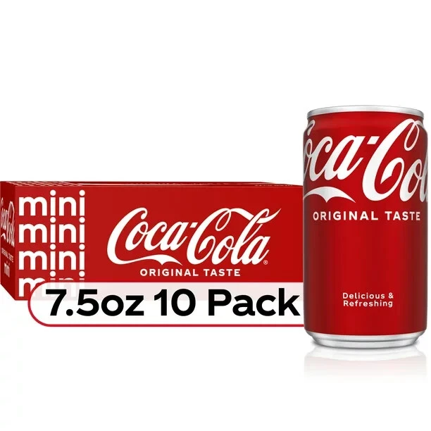 COCACOLA MINI SODA Pop Soft Drink, 7.5 fl oz, 10 Pack Cans 10.99