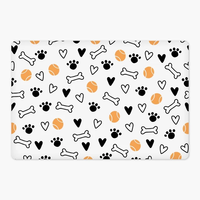 Dog Pattern Pet Food Mat - Paws Bowl Mat - Bones Feeding Mat