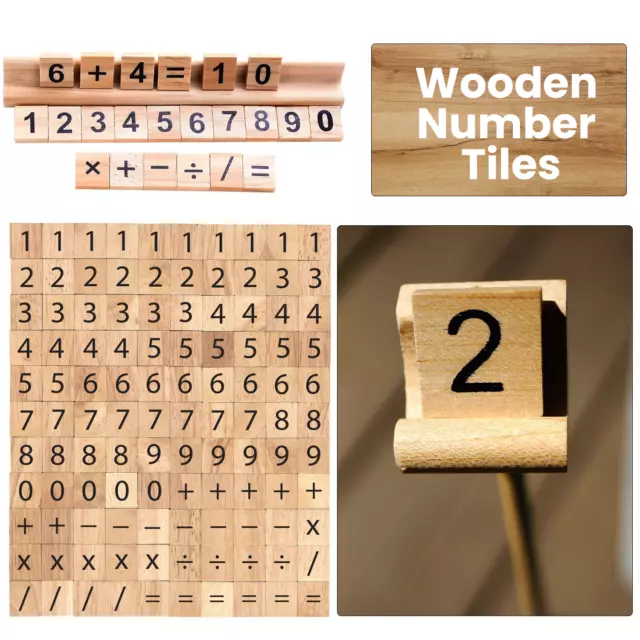 100 Wooden Number Tiles Black Letters Numbers For Crafts Wood Symbol