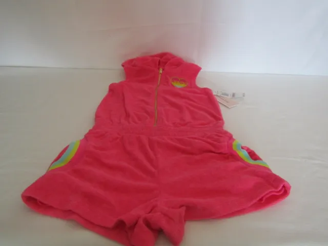 Juicy Couture Hot Pink Zip-Front Heart Hooded Romper - Girls. Size 6