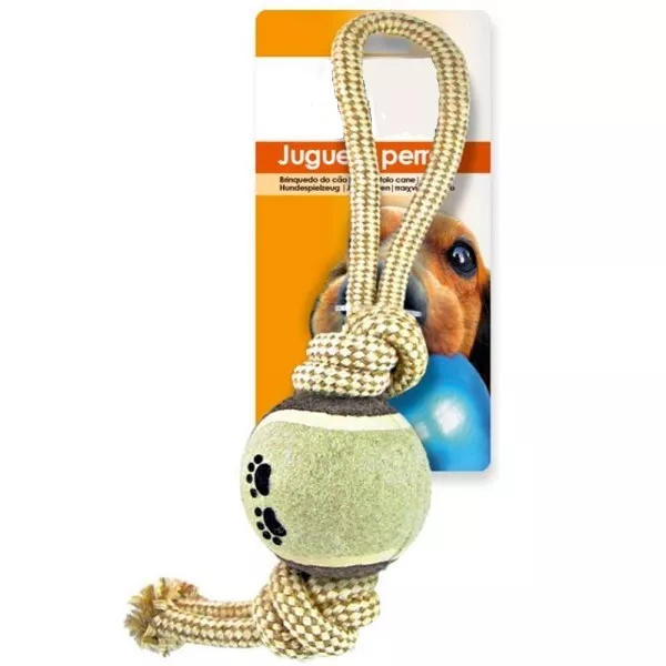 Palla Da Tennis Con Corda Per Cani In Corda Nylon Gioco Animali 35 X 6 X 10 Cm