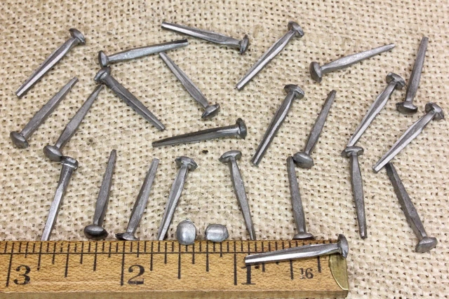 1” Square NAILS 25 quantity round small domed head brads vintage antique rustic