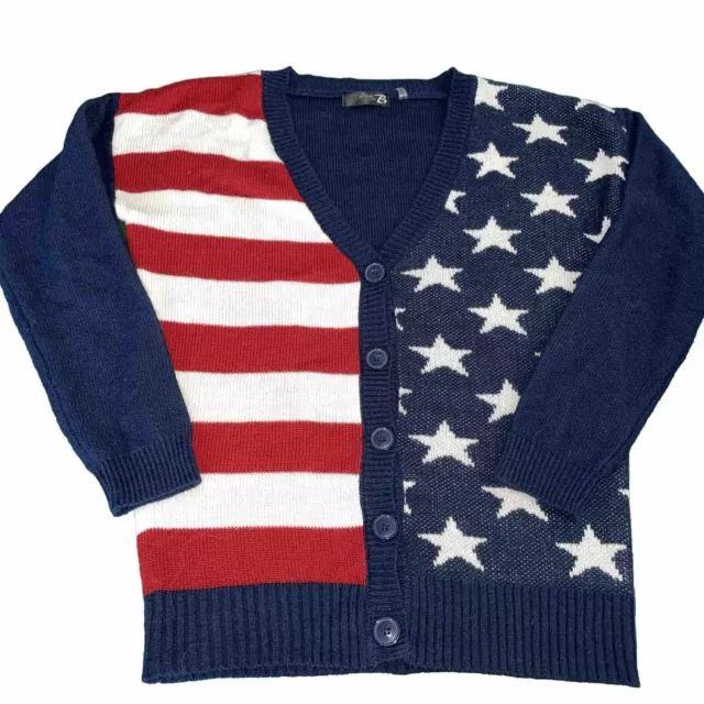 Mak B American Flag Cardigan Sweater Small