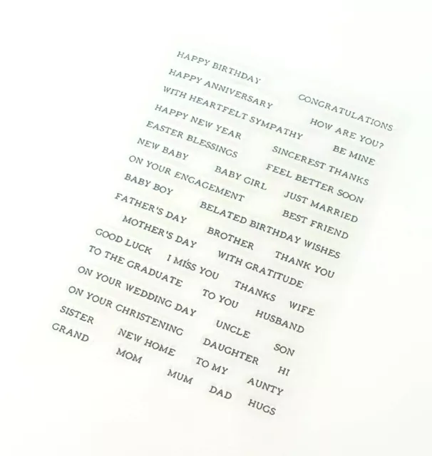 44 Sentiment/Occasions Words Clear Stamps-Birthday/Get Well/Baby/Mothers Day-Dad