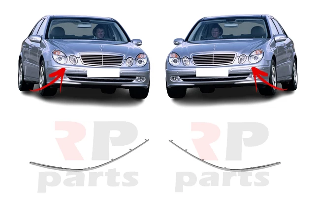 Chrome Front Bumper Splitter Lower Molding Trim For Mercedes E-Class W212 E350 – Clip-On, No Drill