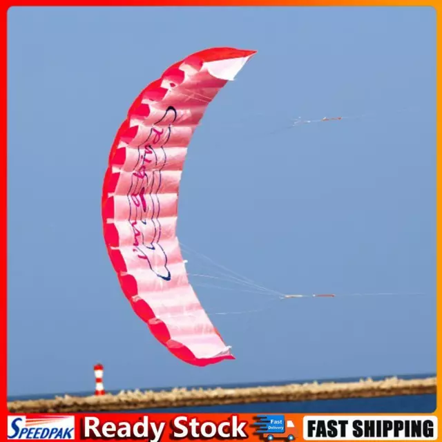 uk Dual Line Stunt Parafoil Parachute Rainbow Sports Beach Kite (Red)