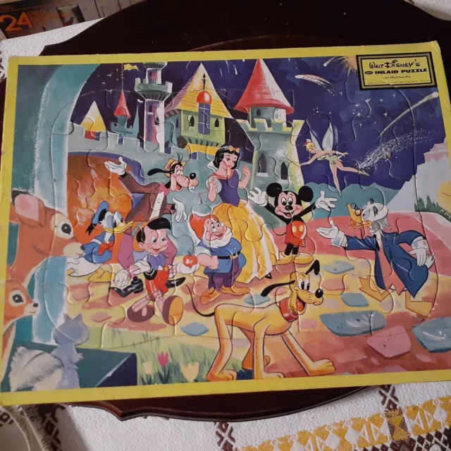 Vintage Jaymar Walt Disney Disneyland Mickey Mouse Cartoon Inlaid Puzzle USA