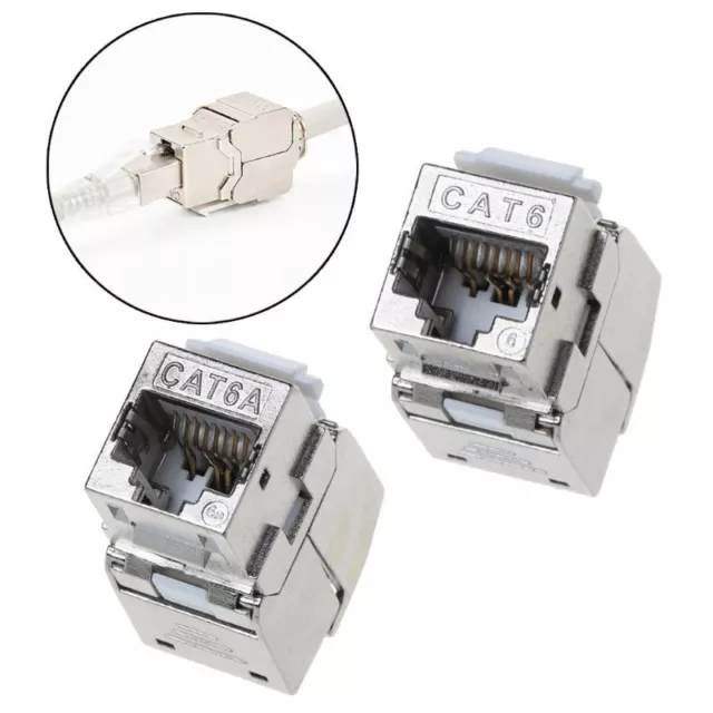 1Pc RJ45 Keystone Cat6 Cat6A Shielded Zinc Alloy Module Jack Network Adapter 2