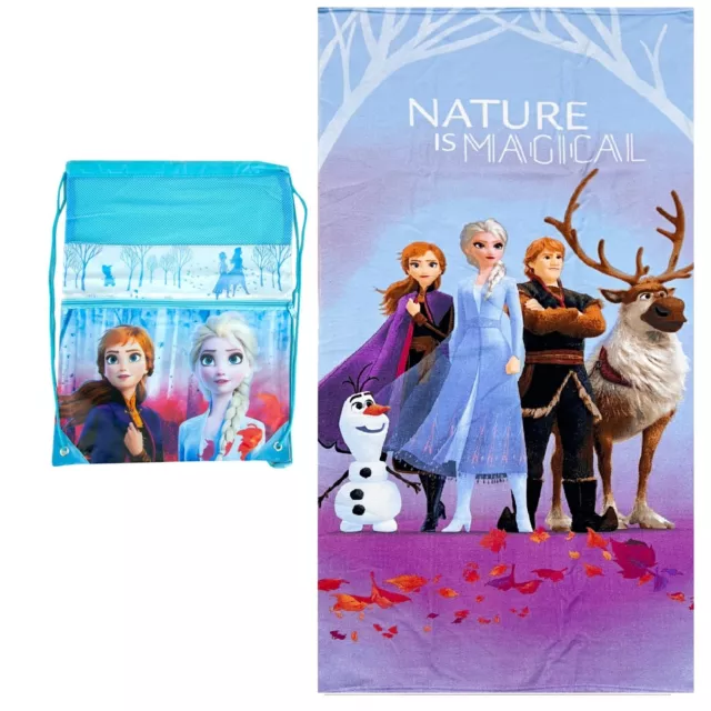 Frozen Anna Elsa Toalla de Playa con Capucha 70x140cm Niño + Funda 40x30cm