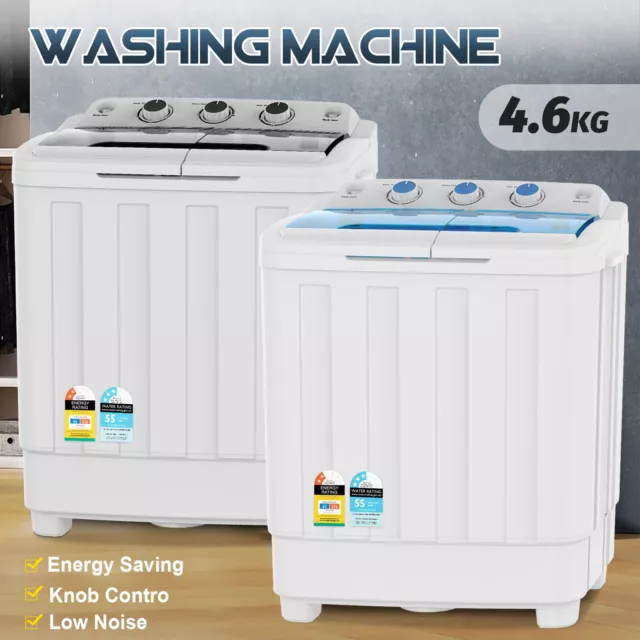 4.6kg Mini Washing Machine Portable Twin Tub Caravan Camping Top Load Spin Dry