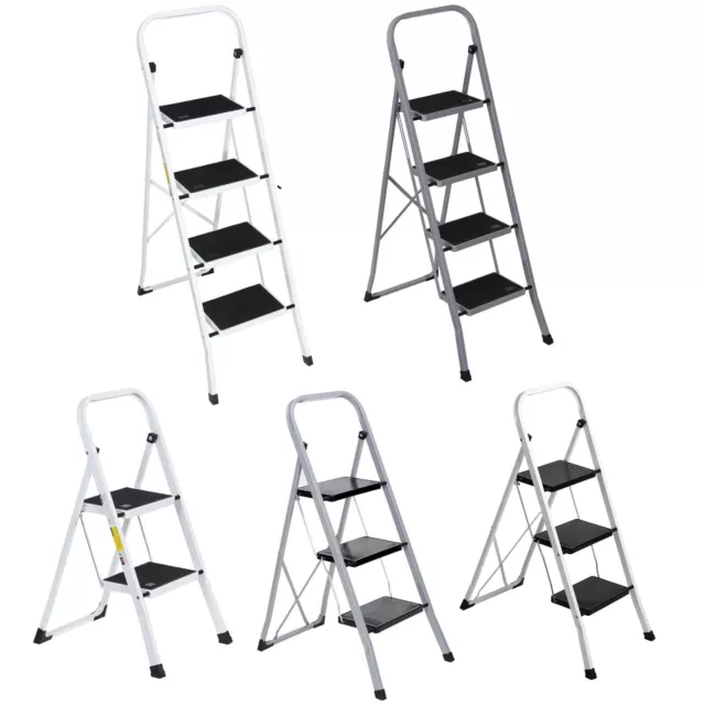 2/3/4 Step Ladder Step Stool Steel Folding Wide Anti-Slip Pad Ladder Lightweight