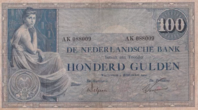 Netherlands 100 Gulden 1924 VF-