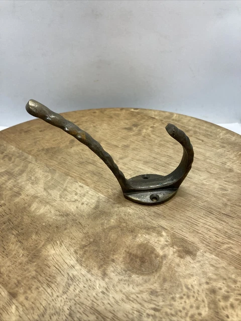Single Coat Hook House Clothes Tree Bath Robe Brass Vintage Cast Iron 4