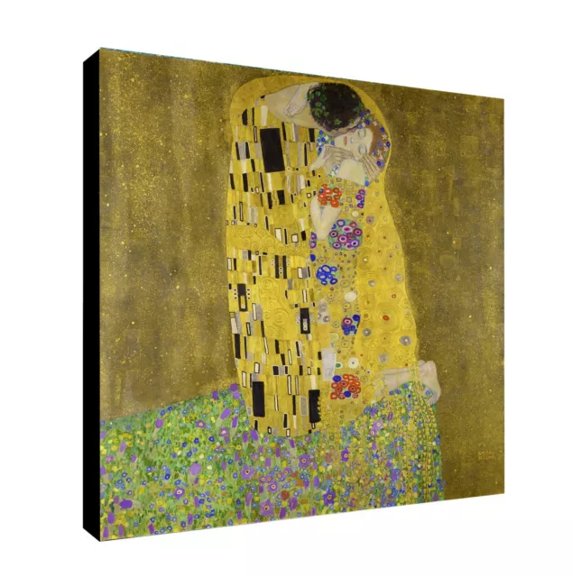 The Kiss by Gustav Klimpt Canvas Wall Art Framed Print - Various Sizes