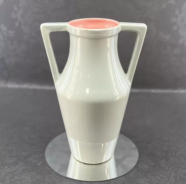 Red Wing Art Pottery Vase #403 Pink And Gray 2 Handled 1952 Vintage USA 12” Tall