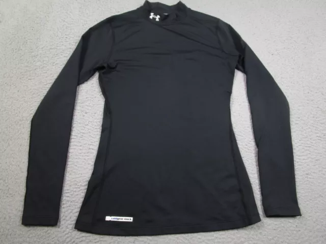 Under Armour Top Womens Medium Black Activewear Mock Neck Base Layer Coldegear