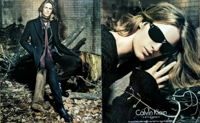 2004 Calvin Klein Collection Eyewear Black Jacket Boots Model Vintage Print Ad